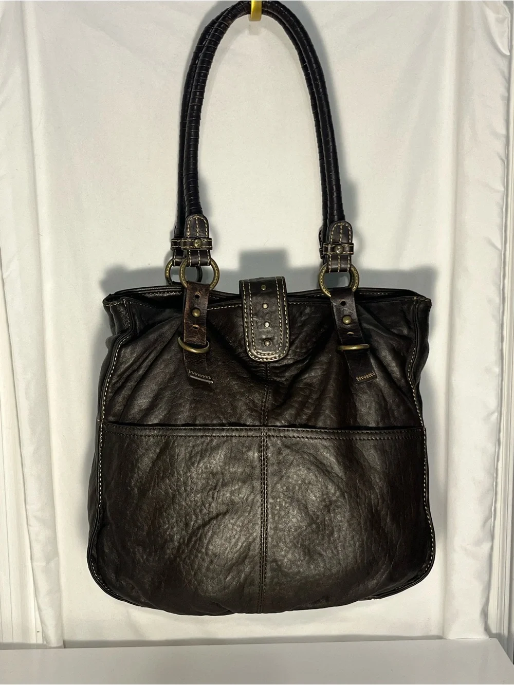 Liz Claiborne Dark Brown Leather Hobo Shoulder Bag